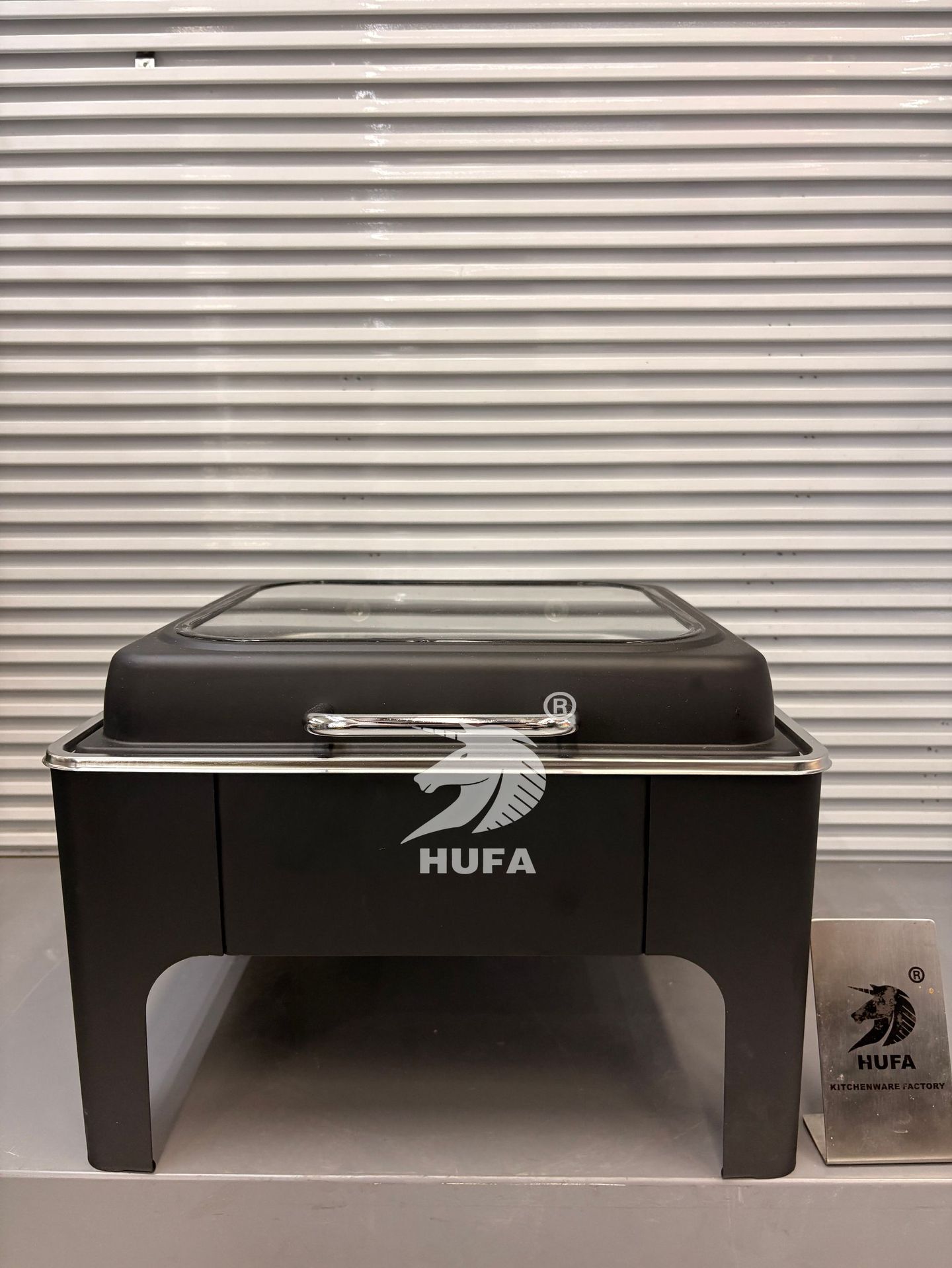 Cross-border square stainless steel buffet stove, hotel restaurant visible insulated alcohol stove, black flip-top dining stove, heating stove, dining stove pic 1