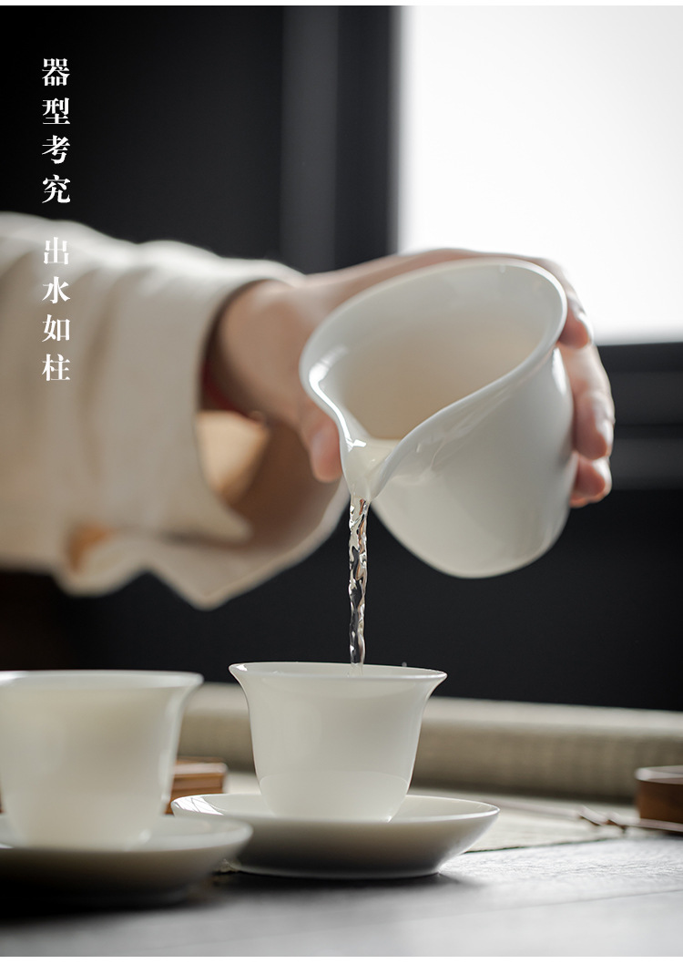 Wholesale of Dehua sheep fat Jade White porcelain Gongfu tea sets, with company logo printing, opening gift set and gift box pic 6
