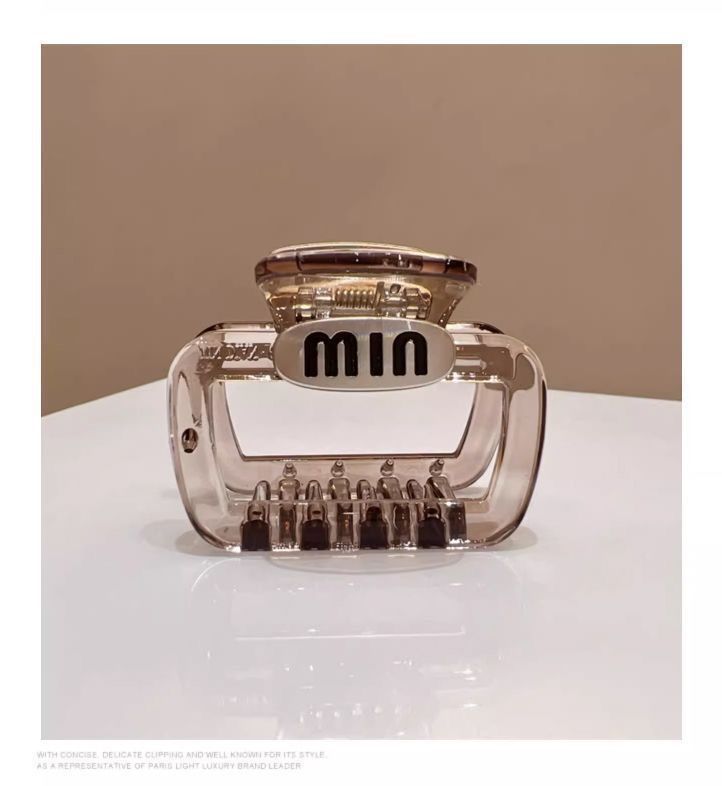 新款简约黑色茶咖色中号马尾抓夹方形半抓韩版蓬松银标发抓ins详情6