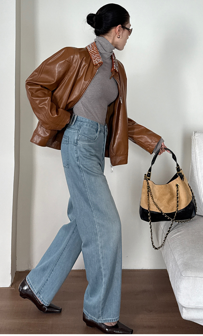 云长 天丝莱赛尔棉牛仔裤女2025秋季新款直筒裤子休闲长裤 K0007详情18