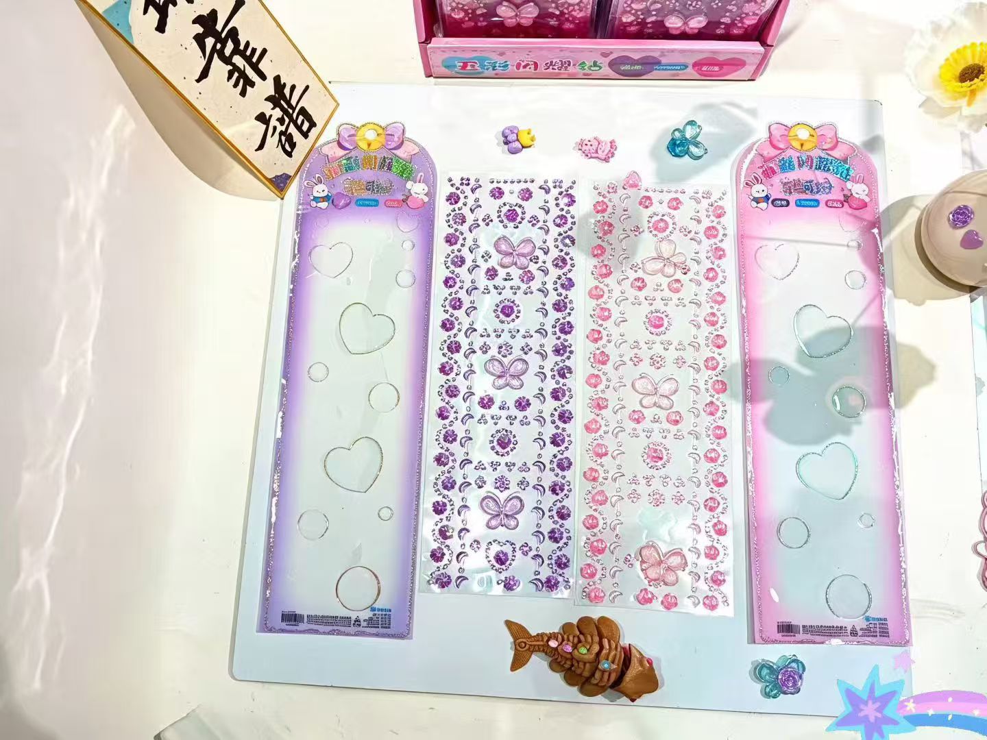 五彩闪耀钻立体蝴蝶花朵宝石贴画 手账装饰素材现货可混批详情8