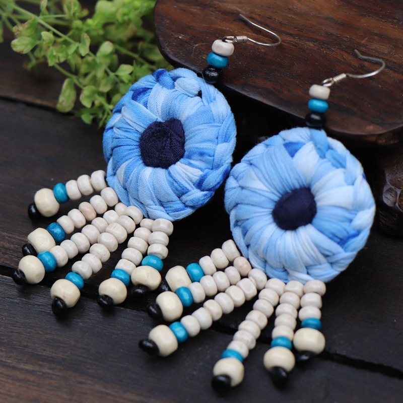 民族特色布艺扎染耳环时尚民族风女大理丽江舞台舞蹈饰品配饰批发详情25