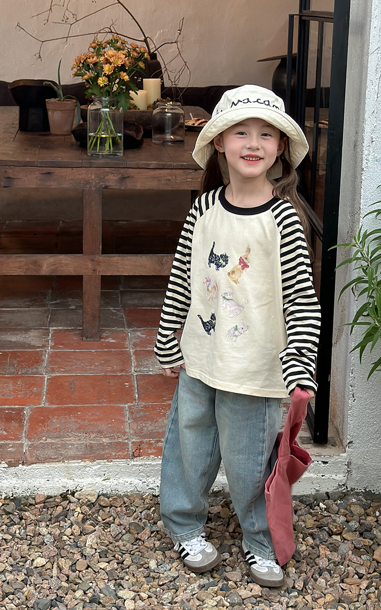 2024秋季新款儿童秋装长袖T恤上衣女童宝宝230克卡通插肩打底衫潮详情14