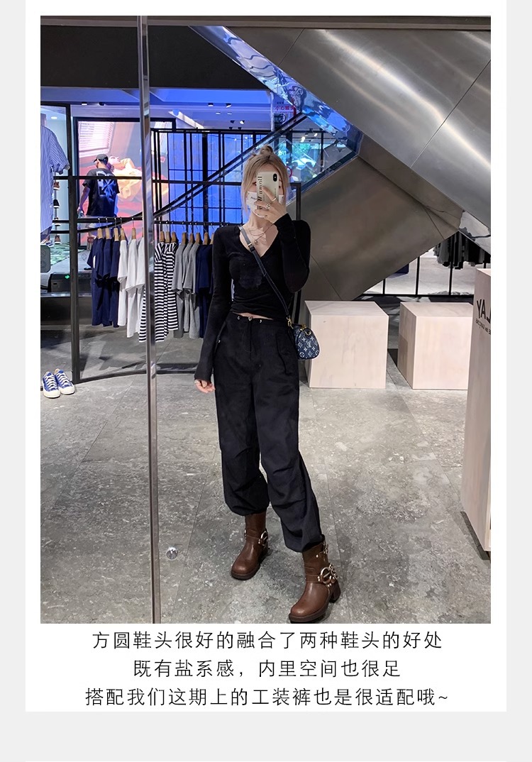 【sheii苏茵茵】梦玲同款~阿miu真皮中高筒西部牛仔靴女骑士长靴详情26