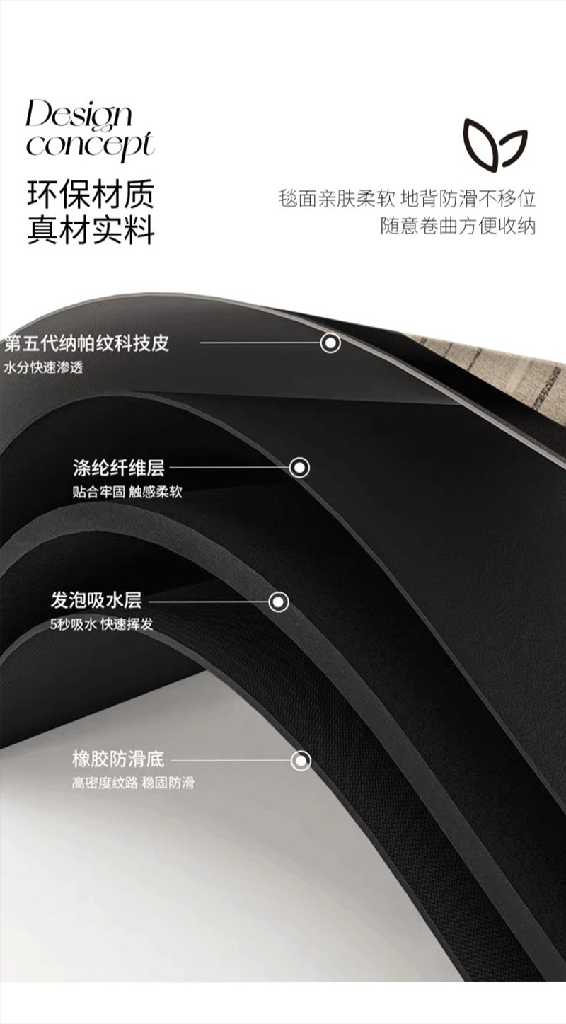 法式高级硅藻泥吸水地垫浴室门口防滑耐脏脚垫厕所速干家用地毯详情4