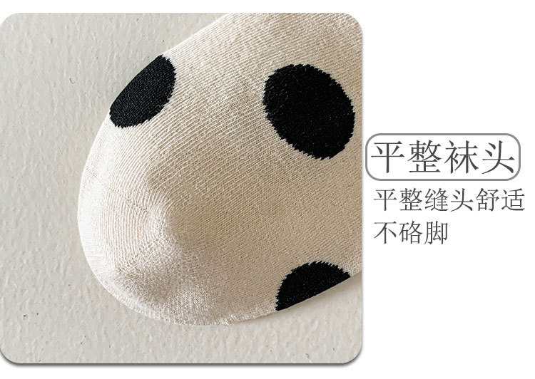 袜子女士短筒袜夏季薄款船袜后跟耳朵眼睛隐形袜卡通日系波点短袜详情7