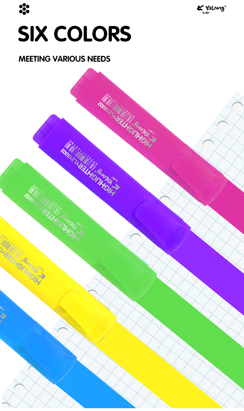 Self-owned brand fluorescent color marking highlighters for office and school stationery supplies pic 2