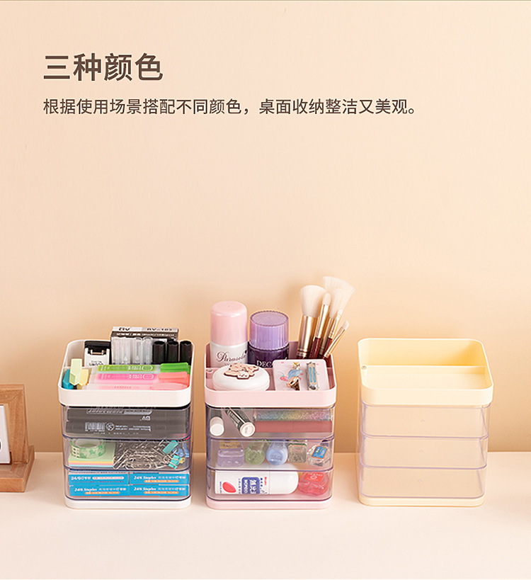 跨境首饰旋转收纳盒发饰桌面大容量饰品整理多层防尘化妆刷收纳筒详情6