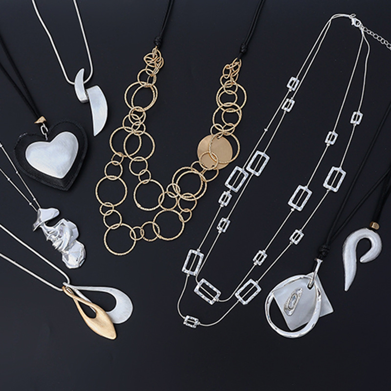 亚马逊新款项链欧美流行百搭桃心精致女士长款项链双层女长毛衣链详情8