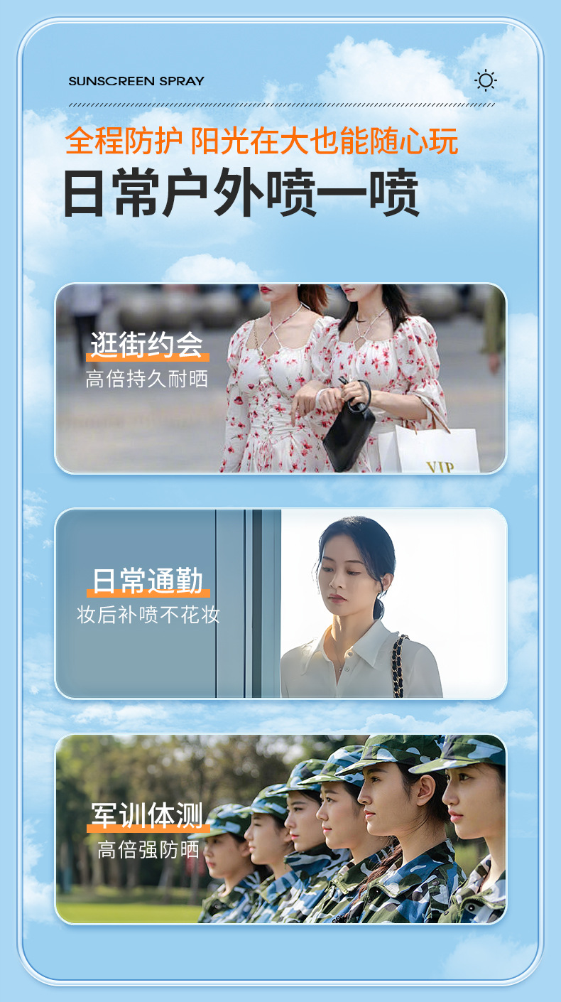 施莉洛清透倍护防晒喷雾夏季防紫外线遮瑕保湿清爽滋润防晒霜批发详情12
