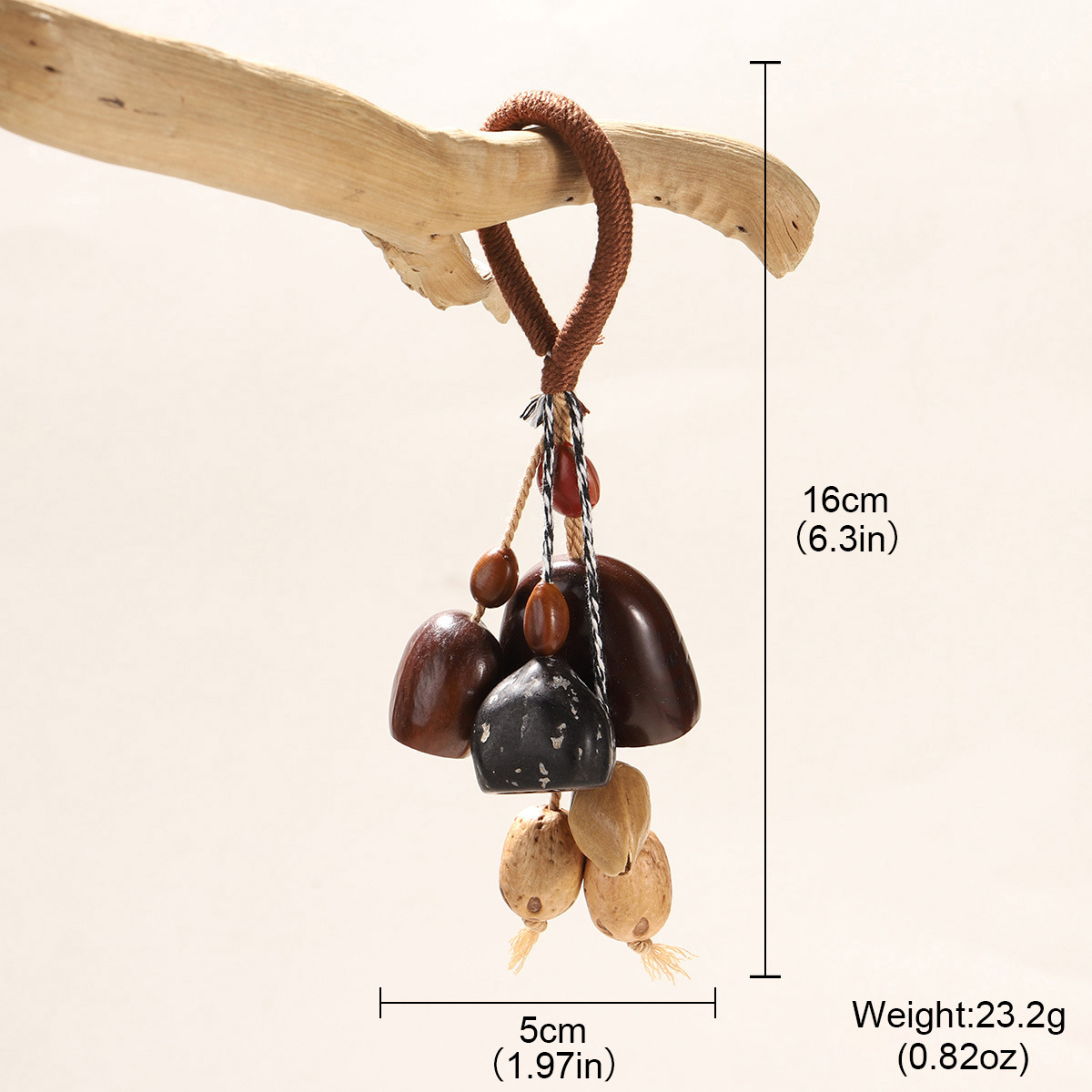 Simple and ancient fruit shell sound beam, natural plant hand-cranked wind chime, handcrafted fruit shell peace bean skewers, therapeutic bedroom decoration hanging ornaments pic 21