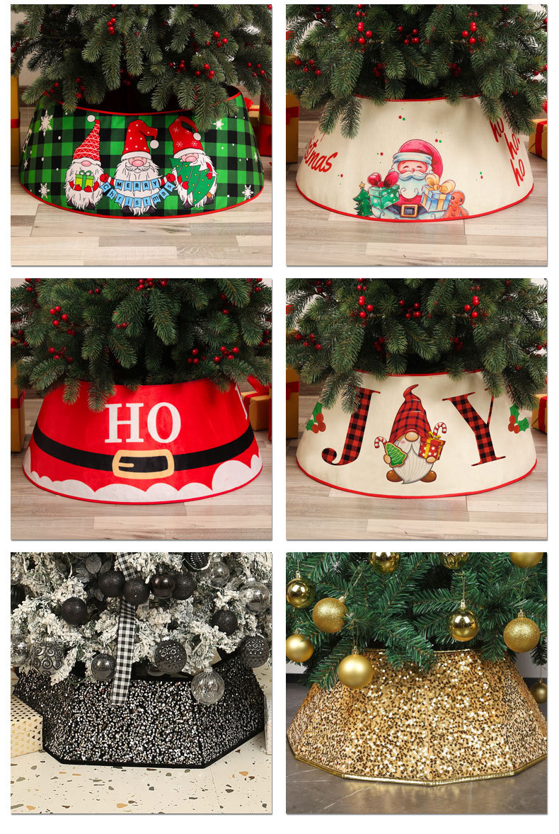 Cross-border new product TEMU Christmas decoration: Plush tree frame, sequined three-dimensional tree skirt base, circular base frame under the Christmas tree pic 13