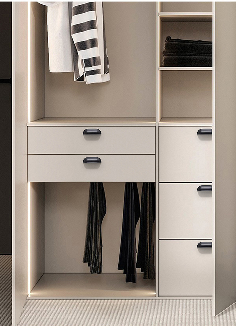 Wholesale of shell handles, American-style antique cabinet drawers, semi-circular handles, European light luxury copper brushed bright chrome handles pic 9