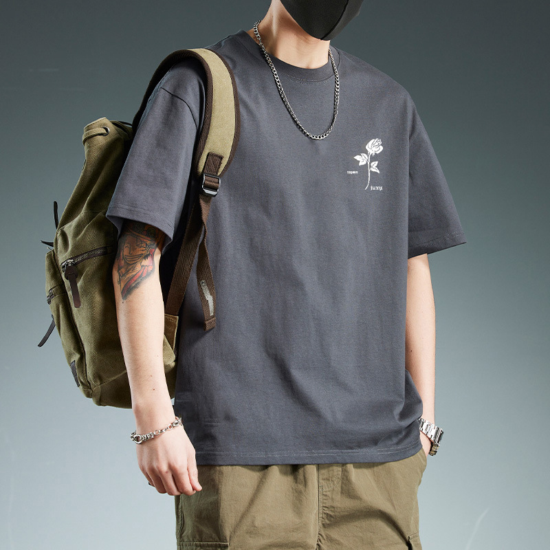 短袖t恤男2025夏季新款潮牌衣服纯棉白体恤上衣宽松圆领半袖男款详情11