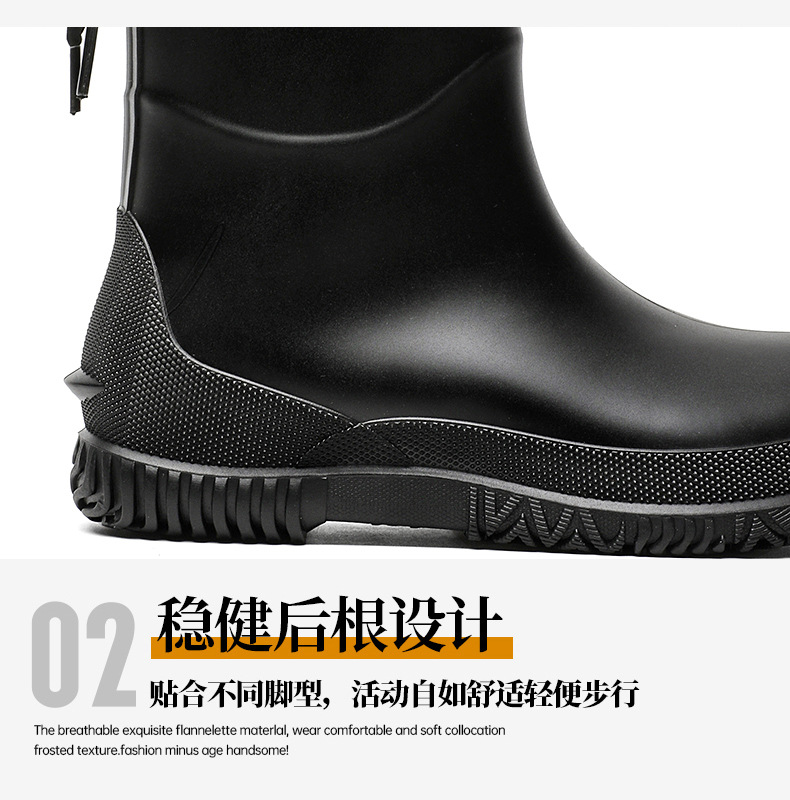 跨境时尚中高筒雨鞋女甜美学生百搭雨靴软底防滑露营鞋防水洗车鞋详情6
