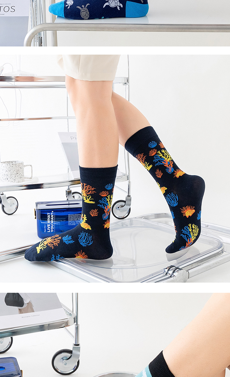 新款秋冬潮袜男袜子亚马逊跨境海洋系列中筒情侣袜子外贸袜子批发详情9