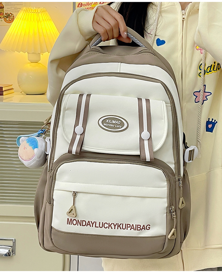 2024新款初高中学生书包小背包撞色小学生旅游出行背包简约双肩包详情7
