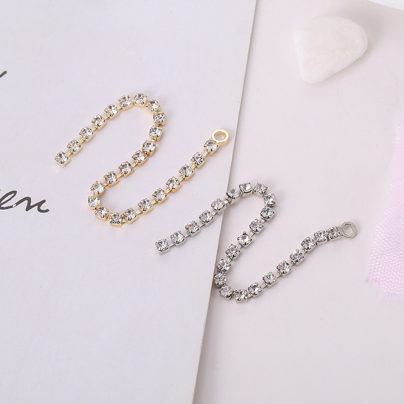 新款diy水钻爪链烧焊耳饰流苏配件耳环百搭心形圆形五角星耳线详情21