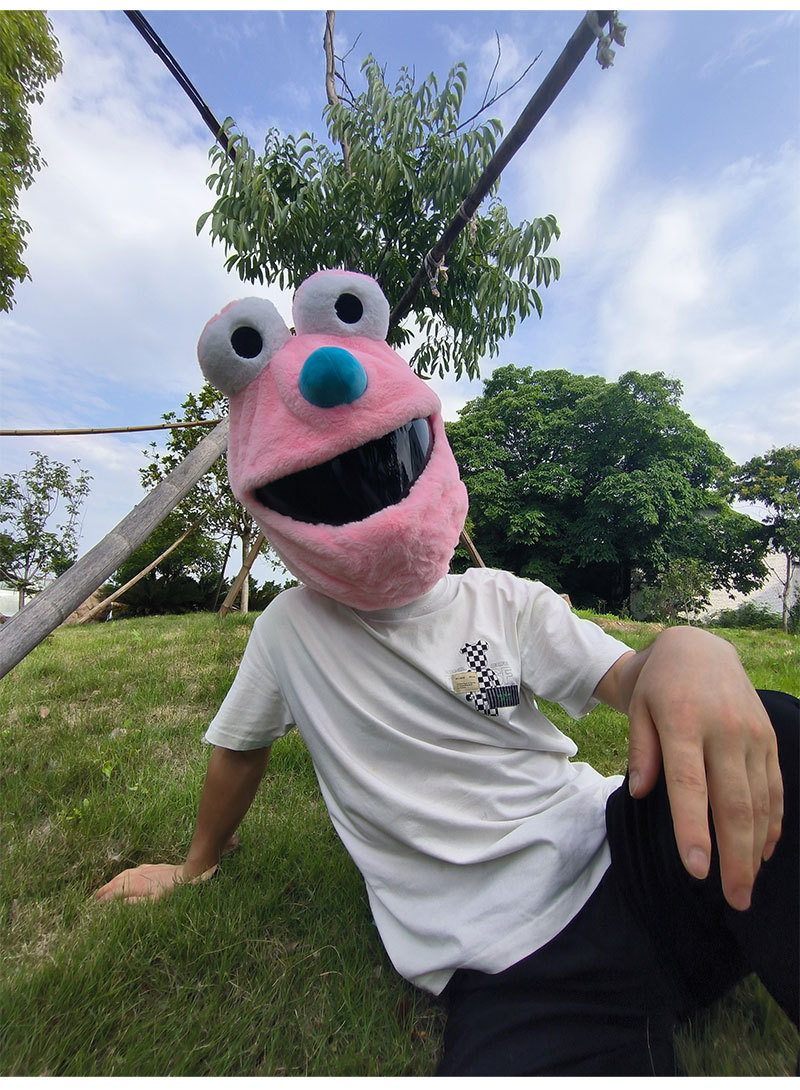 Helmet cap protective cover, big-eyed monster motorcycle, motorcycle, personalized cartoon plush head cover, frog riding, mask removal for warmth pic 25