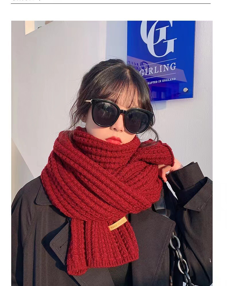 One-piece delivery for autumn and winter: Korean-style solid-color woolen scarves for women, warm, cute for students, couples, and versatile knitted scarves for Internet celebrities and men. Wholesale at street stalls pic 6