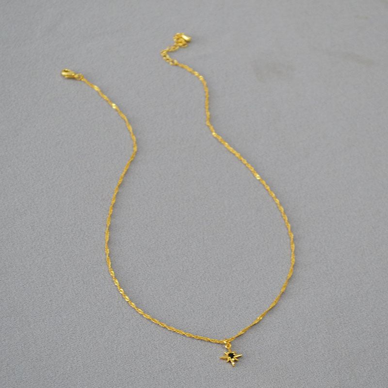 法式小众设计复古黑尖晶串珠星星吊坠双层链条叠戴简约气质项链女详情5