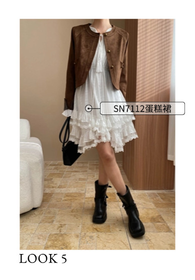 司南 早春新款 复古气质仿麂皮绒圆领金扣夹克外套小个子 SN7092详情15