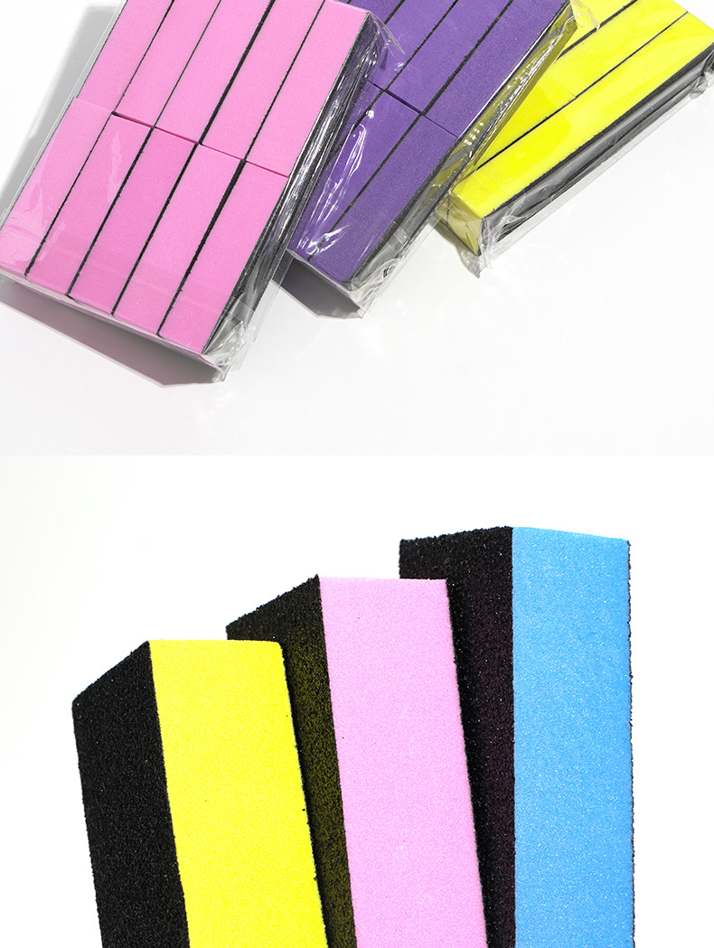 三面黑砂豆腐块指甲锉三面打磨块海绵抛光块美甲搓条工具磨甲手工详情10