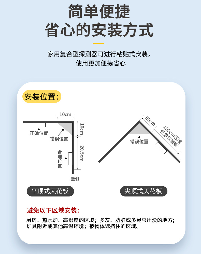 外贸CO烟雾报警器 家用2合1复合报警器电池款烟感一氧化碳报警器详情17