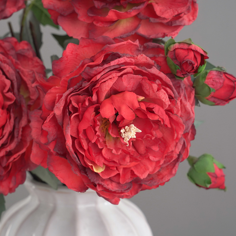 欧式复古仿真花焦边大牡丹假花芍药客厅餐桌花瓶插花绢花摄影道具详情16