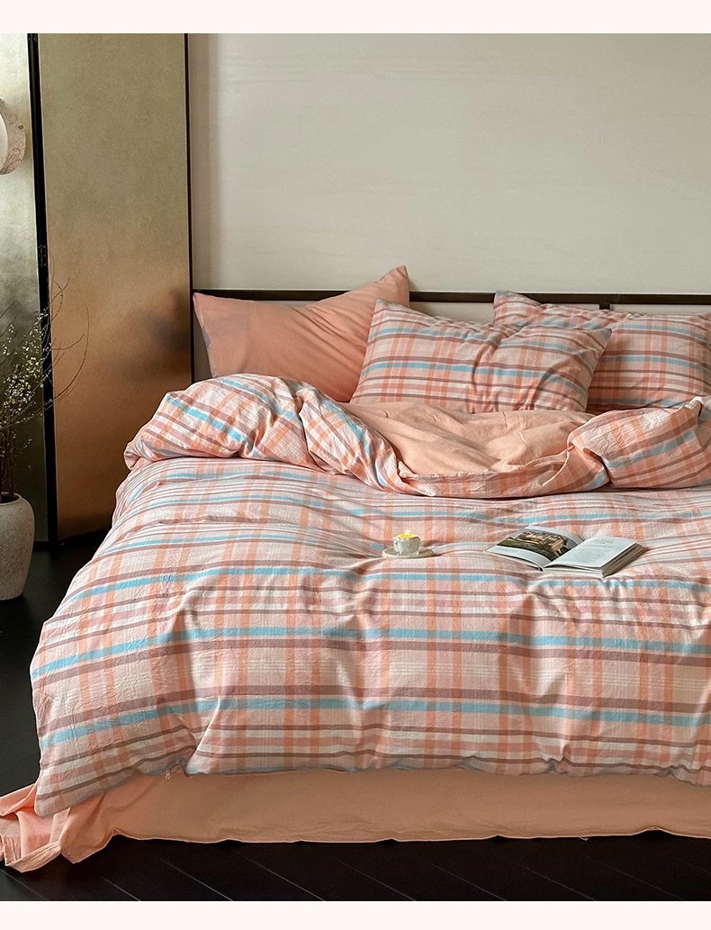 Muji pure cotton washed cotton four-piece set, Class a baby and mother grade bed sheets and duvet covers, all-cotton light luxury high-end bedding pic 20