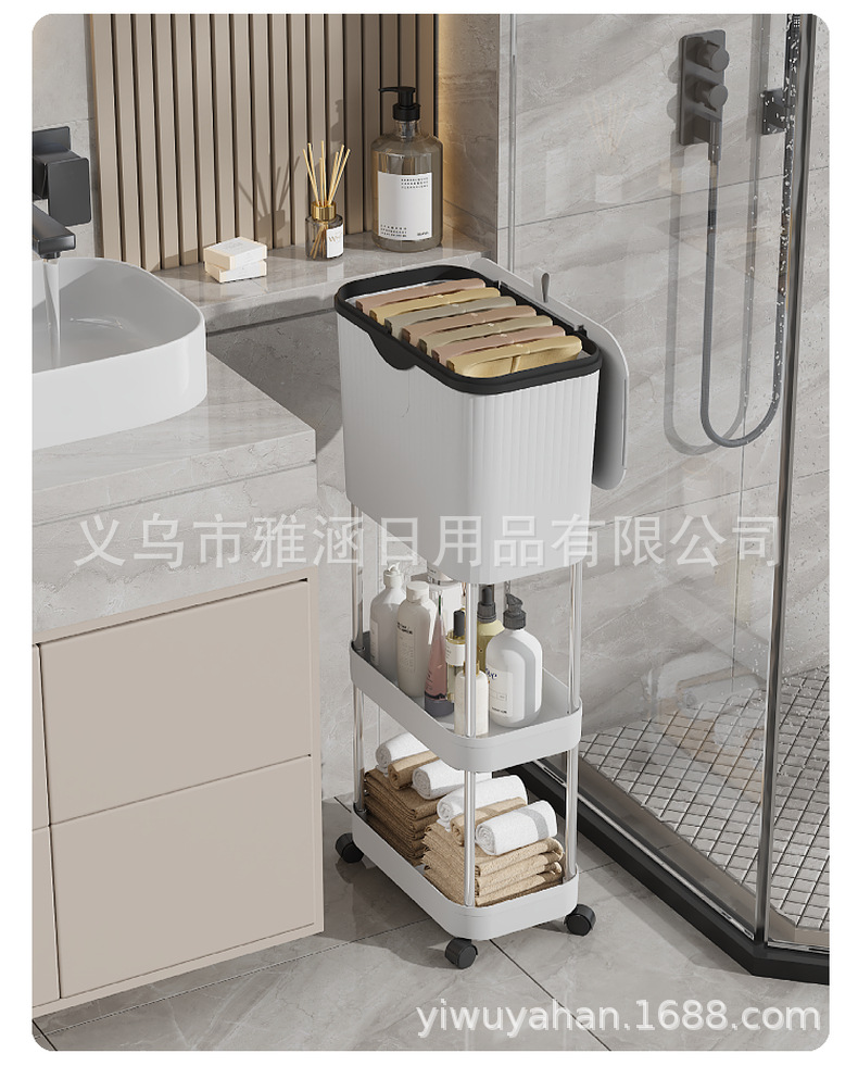 厨房多层高脚带轮置物垃圾桶移动置物垃大容量圾桶干湿分离垃圾桶详情15