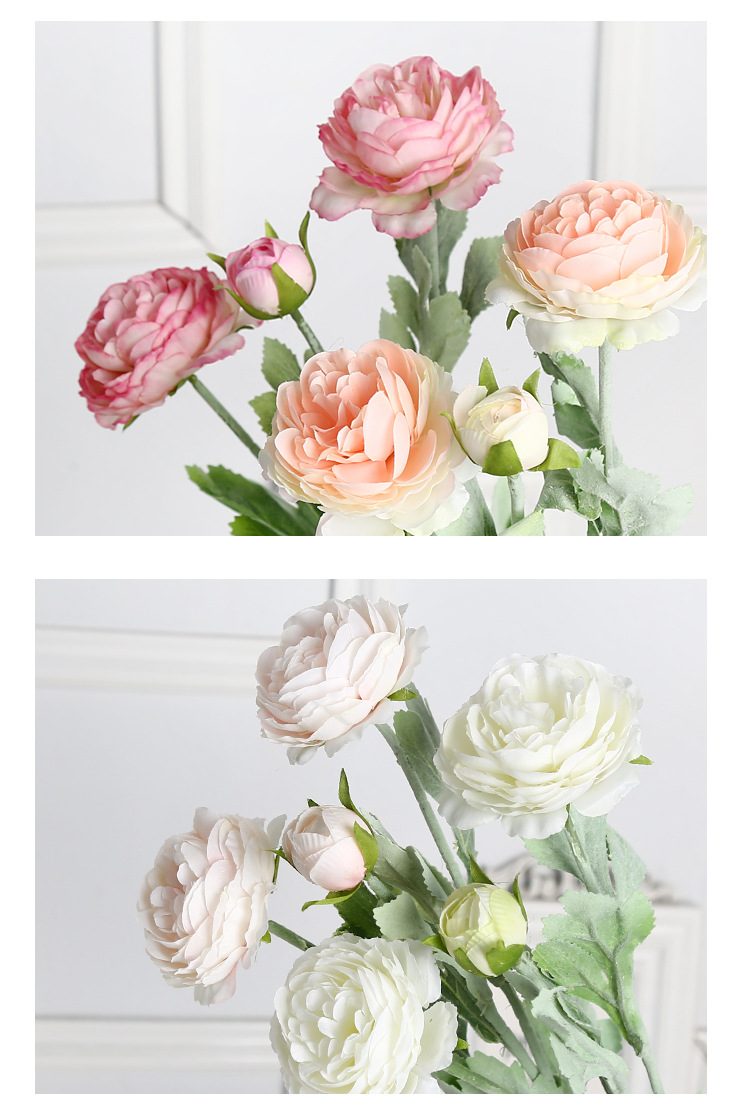 欧式仿真花三头洋牡丹装饰假花婚礼办公文化用高级感成品礼盒详情12