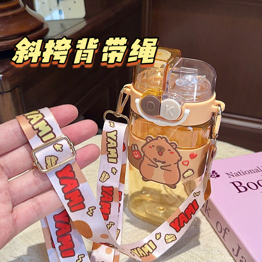 The cute and super adorable water cups for male and female students with high appearance standards in the popular cartoon style, the ins straw double-drinking plastic cups, and the portable ones for children pic 7