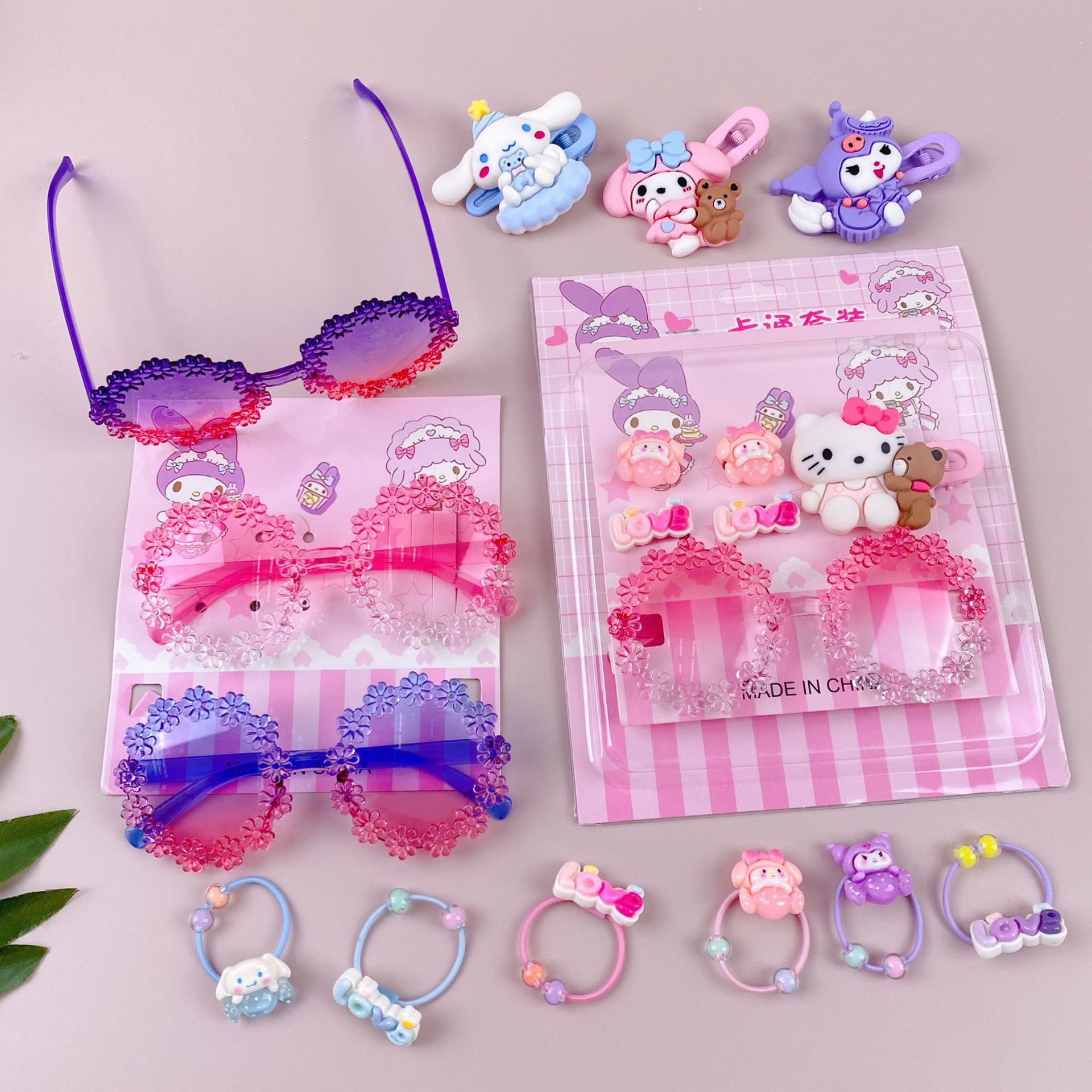 新款哒哒咘眼镜卡通皮筋发夹饰品套装可爱少女心装扮潮玩时尚精品详情35