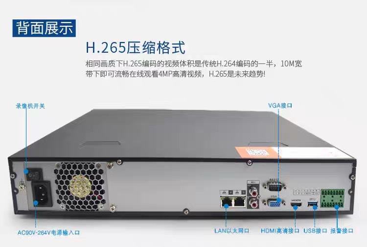 大华16/32路4盘位H.265网络监控硬盘录像机机房工厂批发NVR4416详情1