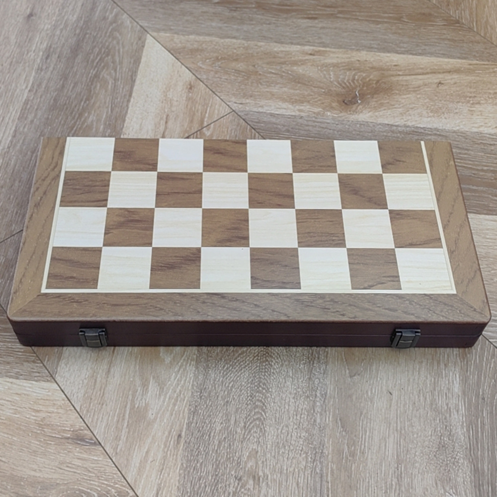 Two-in-one international chess checkers wooden board game toys with double back, non-magnetic for export pic 28