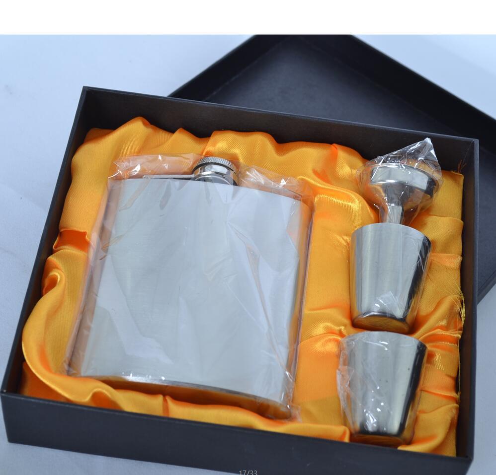 亚马逊不锈钢酒壶套装便携式男士随身7oz小酒壶高档礼盒酒具批发详情17