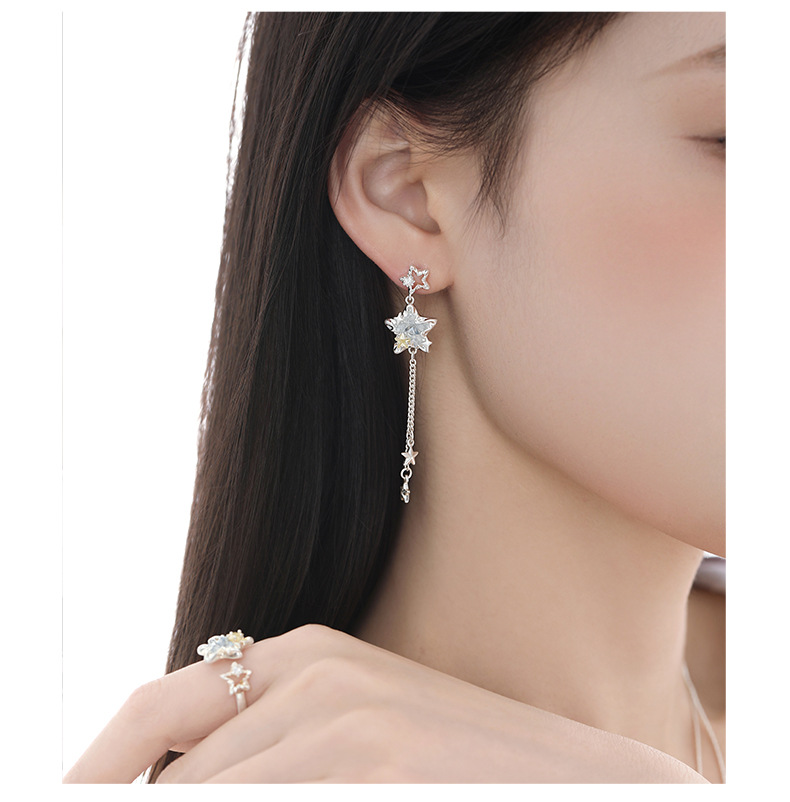 Star Sea Shigang Star Tassel Earrings for women, sweet and cool vacation style, unique and original design, light luxury and high-end earrings pic 9