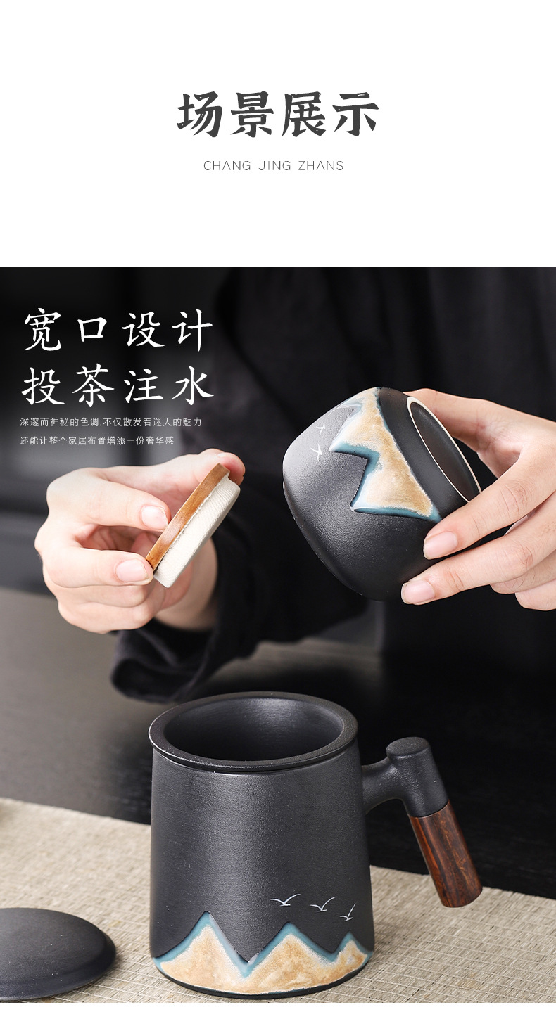 New Chinese-style coarse earthenware office cup, kung Fu tea brewing set, high-end and upscale tea set gift box, business souvenir pic 6