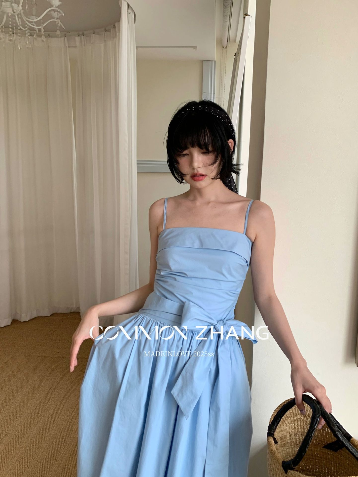 CZ ZHANG Summer Multi-color mint Mamba style lace-up waist-cinching and slimming halter flower bud dress for women B26925 pic 25