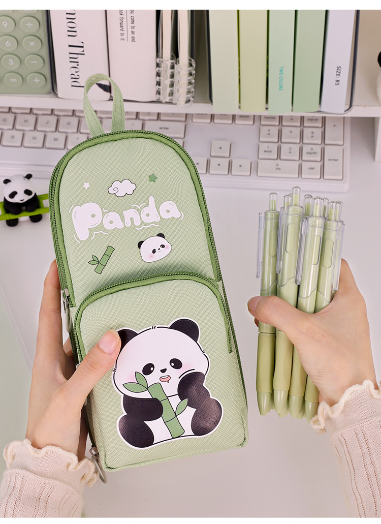 开学季ins风小众小书包熊猫笔袋大容量耐脏可爱奶呼呼学生铅笔盒详情12
