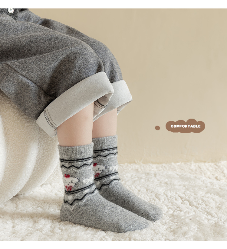 儿童袜子秋冬季加厚保暖羊毛袜儿童韩版卡通小狗冬款羊绒中筒袜详情21