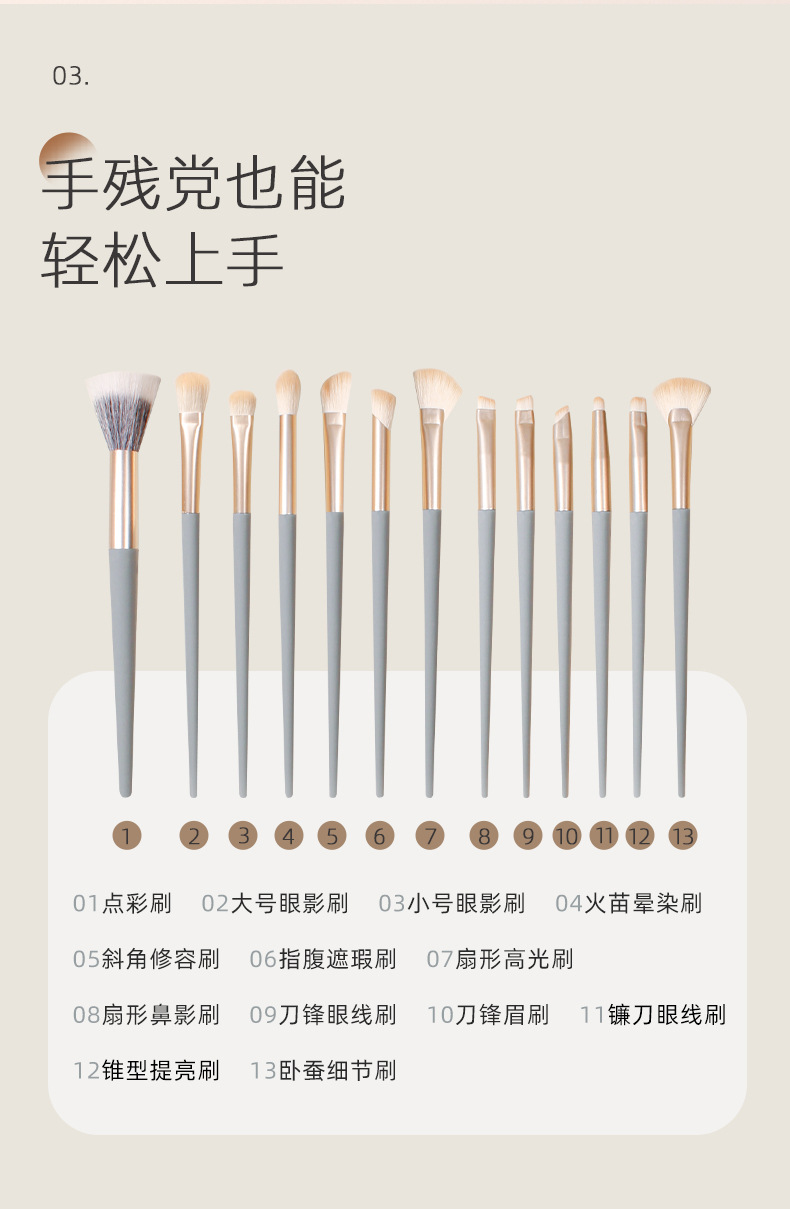 New Blue Bridge 10-piece eye brush makeup brush set, complete makeup brush makeup tools, cross-border source factory pic 3