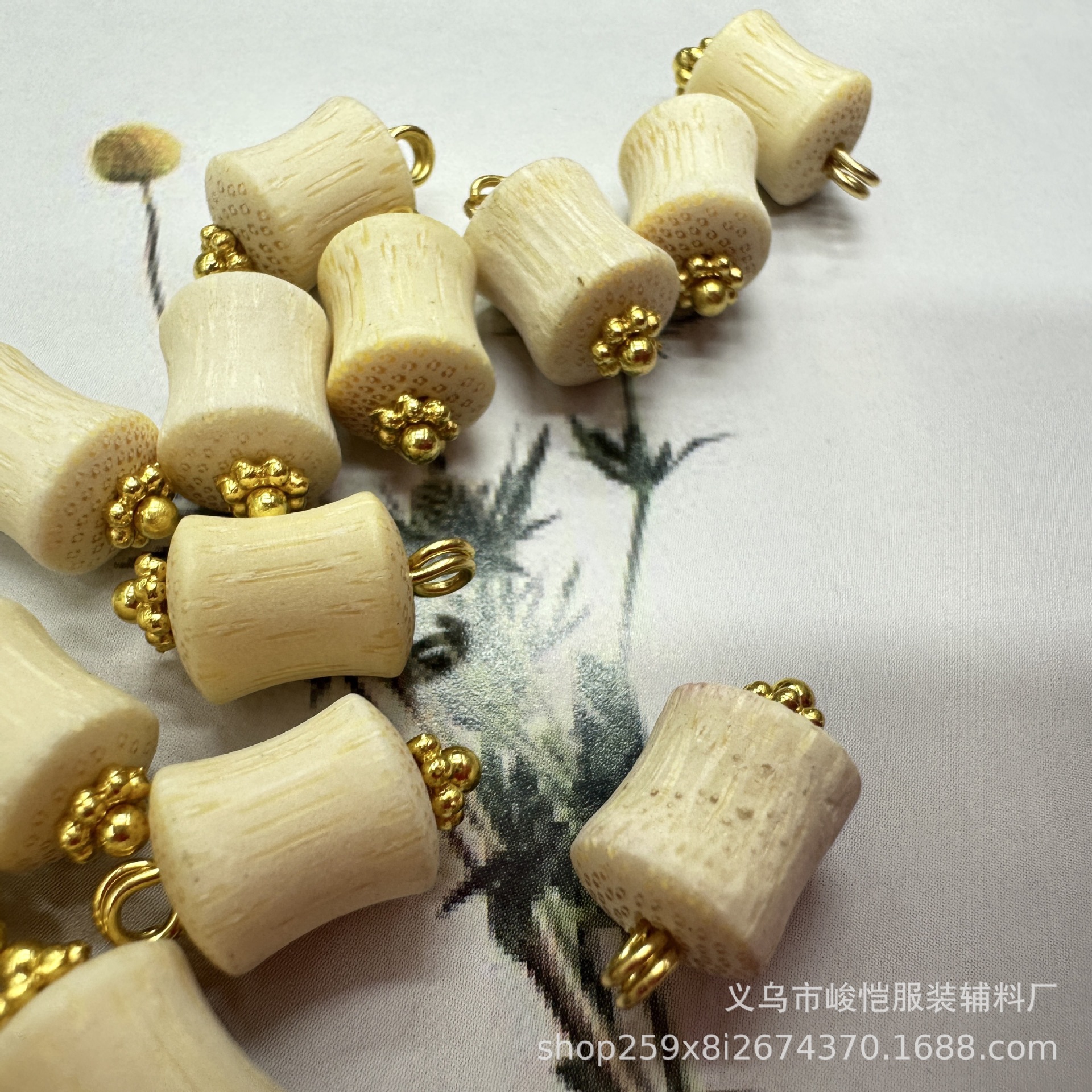 DIY服饰配件 中式环保竹鼓珠花托纽扣 旗袍马甲盘扣 唐装汉服扣子 复古衬衫钮扣 精致细腻手工艺品详情3