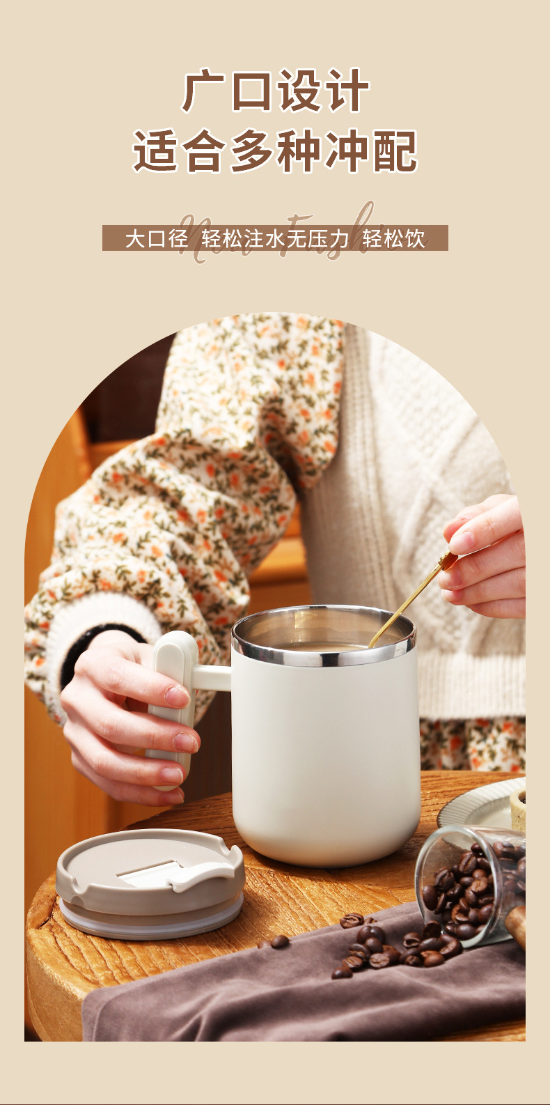 Gift coffee cups, double-layer insulated couple office creative girls, high appearance level 304 stainless steel mugs pic 18