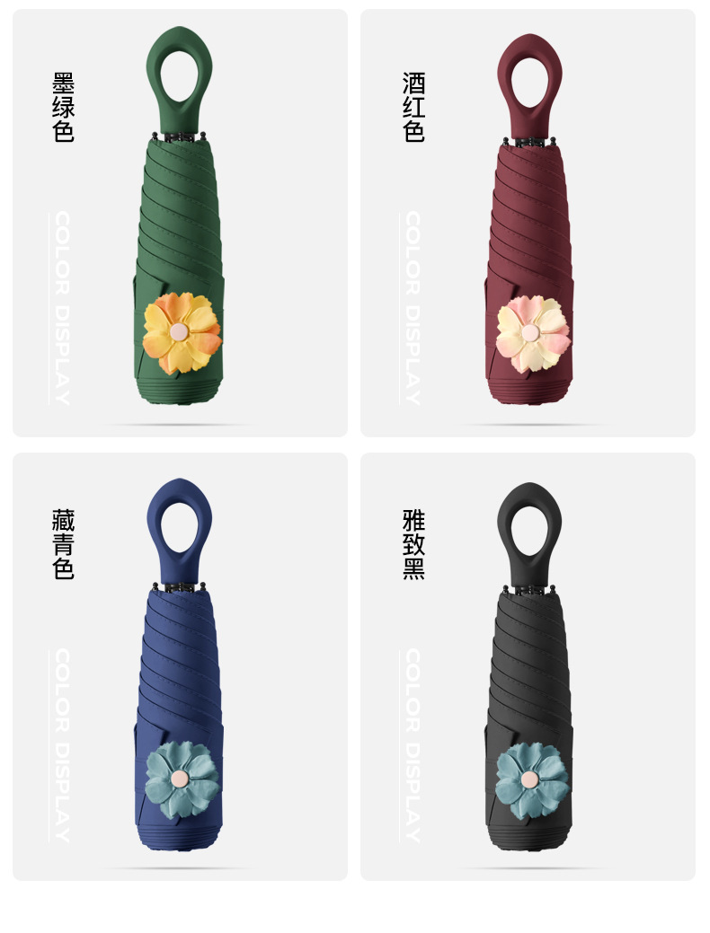 2024新款五折黑胶太阳伞迷你遮阳伞指环口袋伞防晒胶囊伞印刷广告详情16