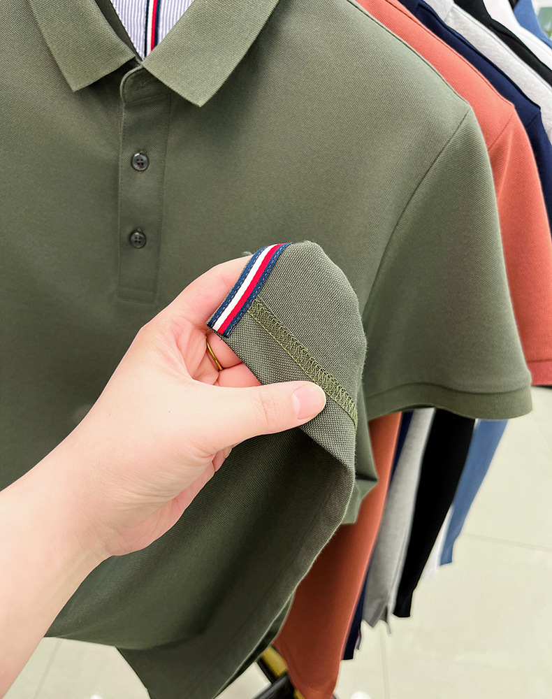 细珠地纯棉polo衫短袖男夏季新款中年纯色商务休闲翻领男士t恤详情11