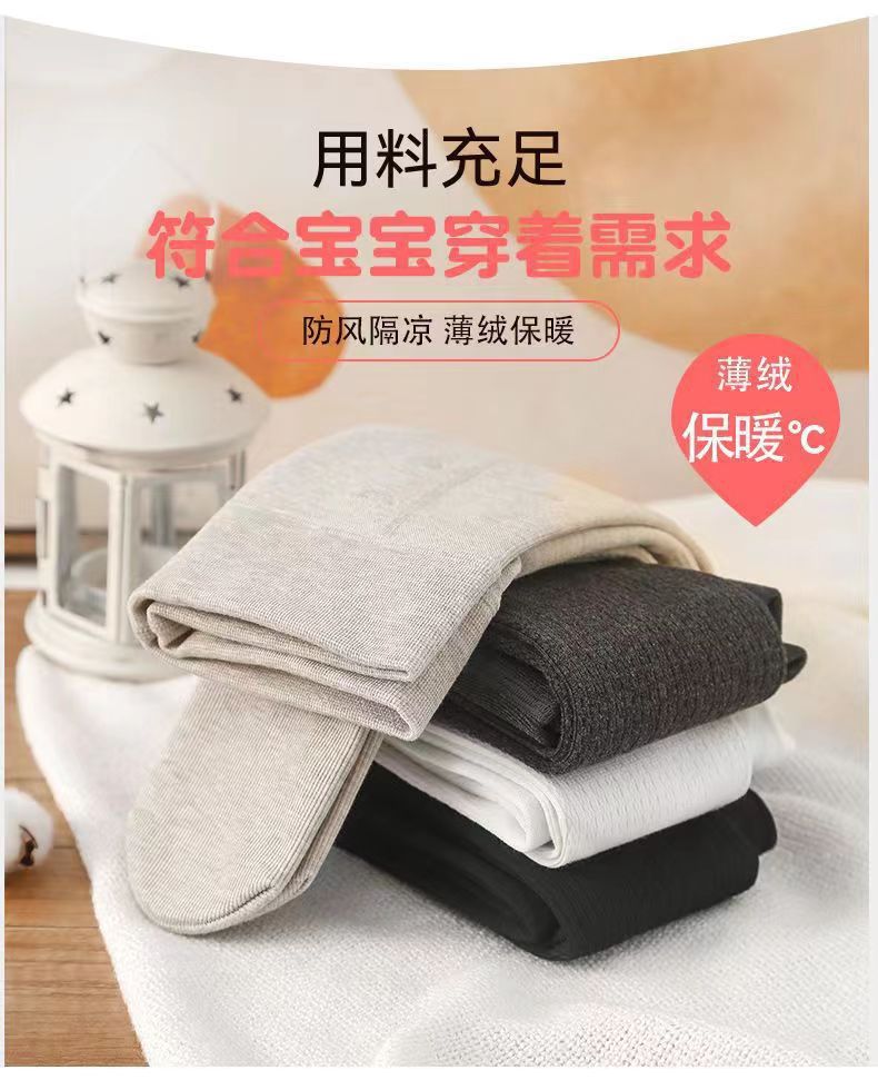 厂家批发秋冬女童防风保暖裤舒适高弹不掉毛连裤袜竖条薄绒打底裤详情3