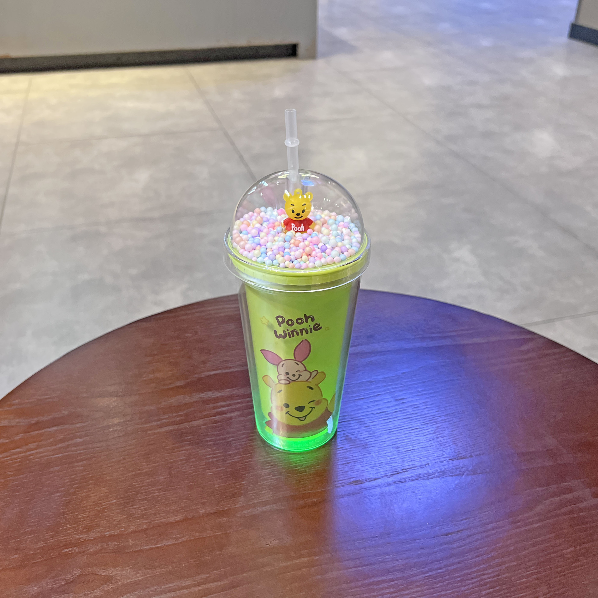 跨境新款冰裂碎冰杯双层塑料水杯批发网红卡通小熊塑料吸管杯茶杯详情18