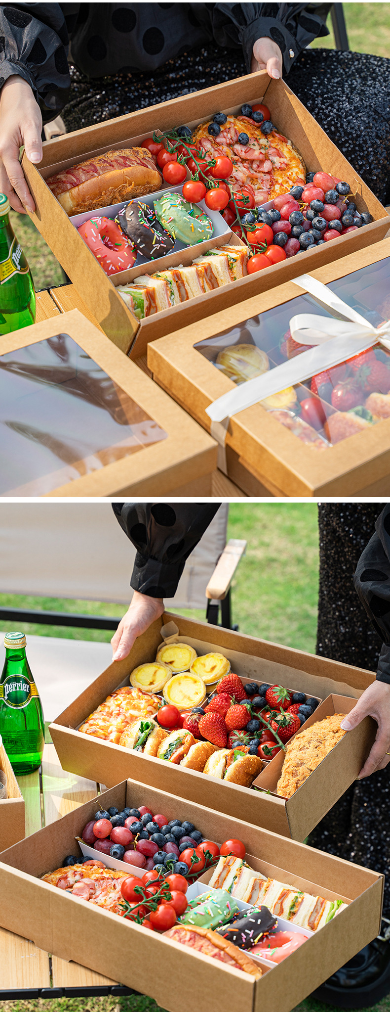 野餐盒甜品盒露营牛皮纸餐烤肉包装盒户外水果蛋糕一次性打包盒详情10